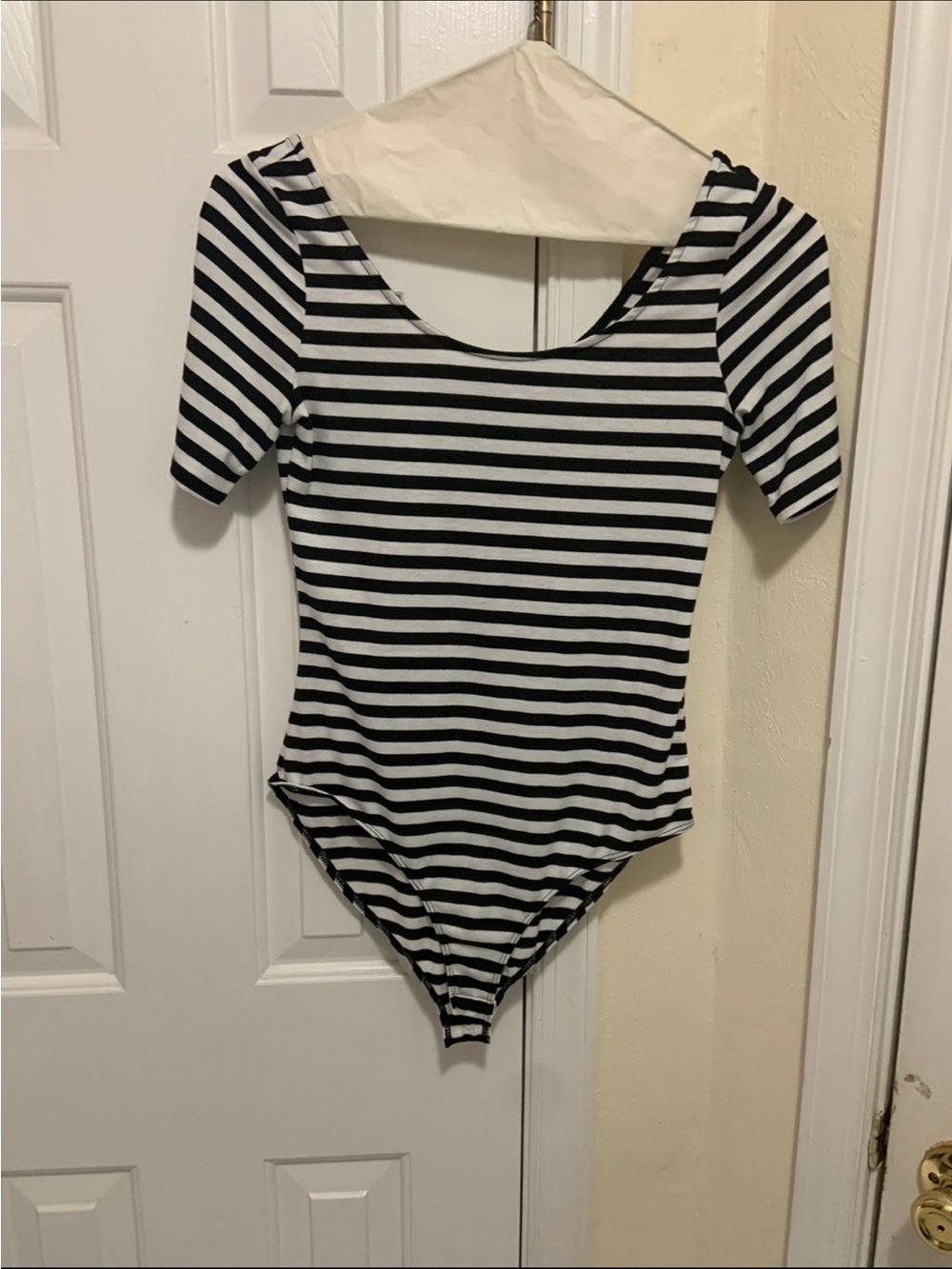 Black & White Striped women’s One-Piece Bodysuit